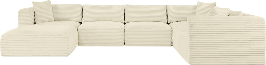 Meridian Furniture - Shaggy Corduroy Upholstered Modular Sectional - 641Cream-Sec7D