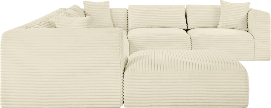 Meridian Furniture - Shaggy Corduroy Upholstered Modular Sectional - 641Cream-Sec7D