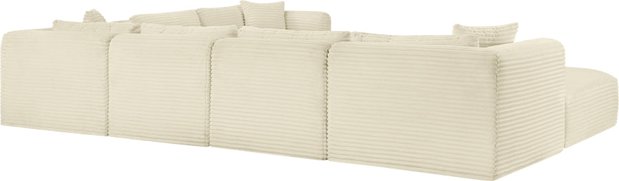 Meridian Furniture - Shaggy Corduroy Upholstered Modular Sectional - 641Cream-Sec7D