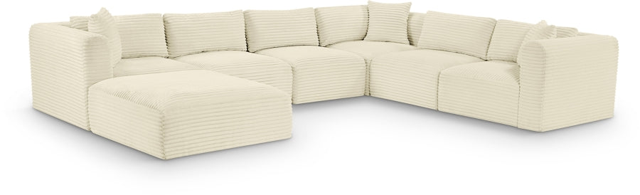 Meridian Furniture - Shaggy Corduroy Upholstered Modular Sectional - 641Cream-Sec7D