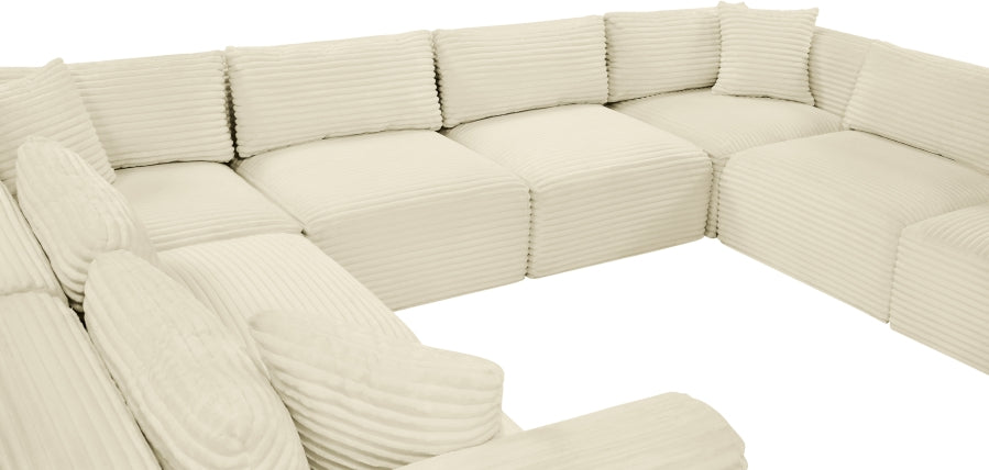 Meridian Furniture - Shaggy Corduroy Upholstered Modular Sectional - 641Cream-Sec8A - GreatFurnitureDeal