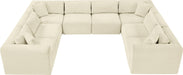 Meridian Furniture - Shaggy Corduroy Upholstered Modular Sectional - 641Cream-Sec8A - GreatFurnitureDeal