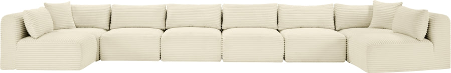 Meridian Furniture - Shaggy Corduroy Upholstered Modular Sectional - 641Cream-Sec8B - GreatFurnitureDeal