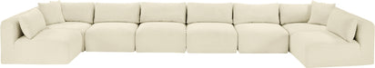 Meridian Furniture - Shaggy Corduroy Upholstered Modular Sectional - 641Cream-Sec8B - GreatFurnitureDeal