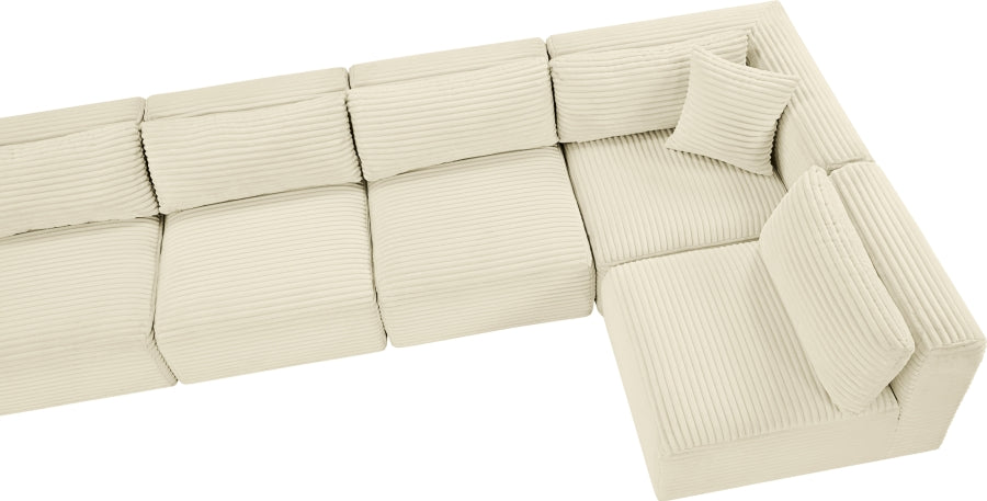 Meridian Furniture - Shaggy Corduroy Upholstered Modular Sectional - 641Cream-Sec8B - GreatFurnitureDeal