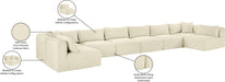 Meridian Furniture - Shaggy Corduroy Upholstered Modular Sectional - 641Cream-Sec8B - GreatFurnitureDeal