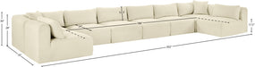 Meridian Furniture - Shaggy Corduroy Upholstered Modular Sectional - 641Cream-Sec8B - GreatFurnitureDeal