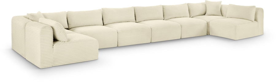 Meridian Furniture - Shaggy Corduroy Upholstered Modular Sectional - 641Cream-Sec8B - GreatFurnitureDeal