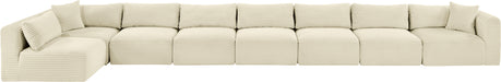 Meridian Furniture - Shaggy Corduroy Upholstered Modular Sectional - 641Cream-Sec8C - GreatFurnitureDeal