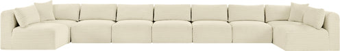 Meridian Furniture - Shaggy Corduroy Upholstered Modular Sectional - 641Cream-Sec9A - GreatFurnitureDeal