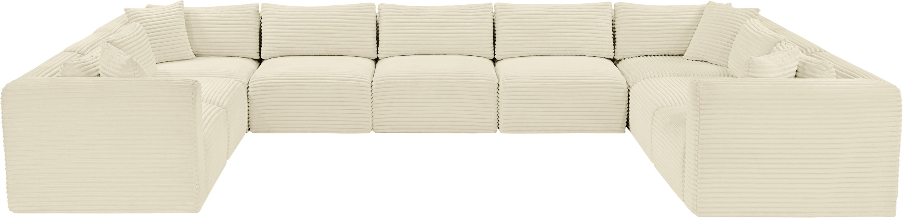 Meridian Furniture - Shaggy Corduroy Upholstered Modular Sectional - 641Cream-Sec9B - GreatFurnitureDeal