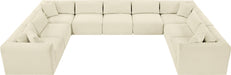 Meridian Furniture - Shaggy Corduroy Upholstered Modular Sectional - 641Cream-Sec9B - GreatFurnitureDeal