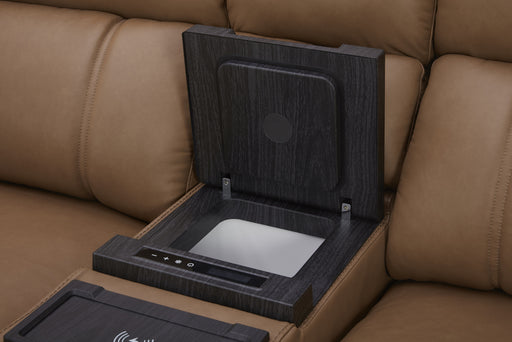 Southern Motion REVIVE - 463 Hudson Triple Power Console Loveseat with Cooling Unit in Oasis Coal - 463-86P - GreatFurnitureDeal