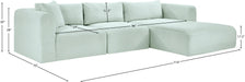 Meridian Furniture - Shaggy Corduroy Performance Fabric Upholstered Modular Sectional - 641Mint-Sec3A - GreatFurnitureDeal