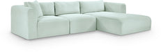 Meridian Furniture - Shaggy Corduroy Performance Fabric Upholstered Modular Sectional - 641Mint-Sec3A - GreatFurnitureDeal