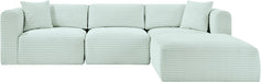 Meridian Furniture - Shaggy Corduroy Performance Fabric Upholstered Modular Sectional - 641Mint-Sec4A - GreatFurnitureDeal