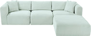 Meridian Furniture - Shaggy Corduroy Performance Fabric Upholstered Modular Sectional - 641Mint-Sec4A - GreatFurnitureDeal