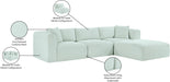 Meridian Furniture - Shaggy Corduroy Performance Fabric Upholstered Modular Sectional - 641Mint-Sec4A - GreatFurnitureDeal