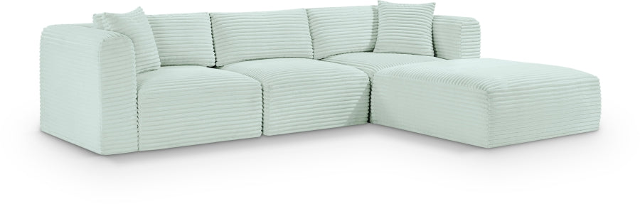 Meridian Furniture - Shaggy Corduroy Performance Fabric Upholstered Modular Sectional - 641Mint-Sec4A - GreatFurnitureDeal