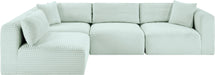 Meridian Furniture - Shaggy Corduroy Performance Fabric Upholstered Modular Sectional - 641Mint-Sec4B - GreatFurnitureDeal