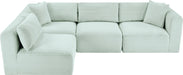 Meridian Furniture - Shaggy Corduroy Performance Fabric Upholstered Modular Sectional - 641Mint-Sec4B - GreatFurnitureDeal