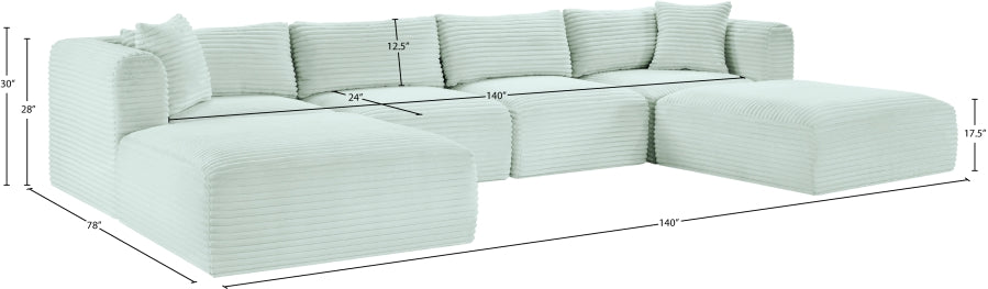 Meridian Furniture - Shaggy Corduroy Upholstered Modular Sectional - 641Mint-Sec6E