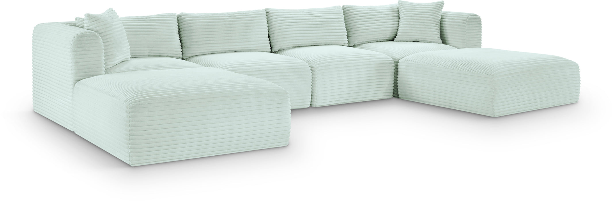 Meridian Furniture - Shaggy Corduroy Upholstered Modular Sectional - 641Mint-Sec6E