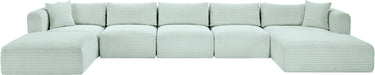 Meridian Furniture - Shaggy Corduroy Performance Fabric Upholstered Modular Sectional - 641Mint-Sec6F - GreatFurnitureDeal