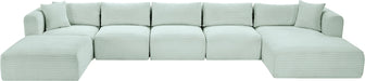 Meridian Furniture - Shaggy Corduroy Performance Fabric Upholstered Modular Sectional - 641Mint-Sec6F - GreatFurnitureDeal