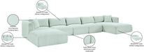 Meridian Furniture - Shaggy Corduroy Performance Fabric Upholstered Modular Sectional - 641Mint-Sec6F - GreatFurnitureDeal