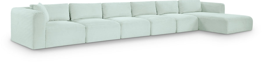 Meridian Furniture - Shaggy Corduroy Performance Fabric Upholstered Modular Sectional - 641Mint-Sec6G - GreatFurnitureDeal