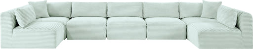 Meridian Furniture - Shaggy Corduroy Performance Fabric Upholstered Modular Sectional - 641Mint-Sec7A - GreatFurnitureDeal