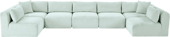 Meridian Furniture - Shaggy Corduroy Performance Fabric Upholstered Modular Sectional - 641Mint-Sec7A - GreatFurnitureDeal