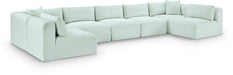 Meridian Furniture - Shaggy Corduroy Performance Fabric Upholstered Modular Sectional - 641Mint-Sec7A - GreatFurnitureDeal