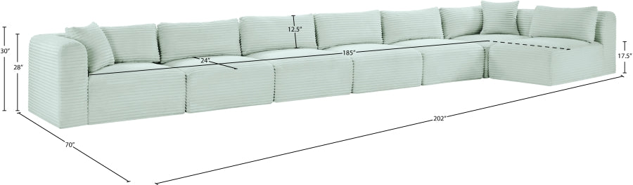 Meridian Furniture - Shaggy Corduroy Upholstered Modular Sectional - 641Mint-Sec7B - GreatFurnitureDeal