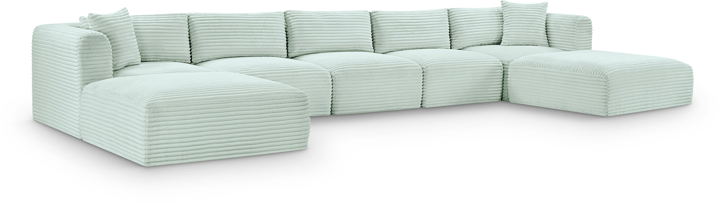 Meridian Furniture - Shaggy Corduroy Upholstered Modular Sectional - 641Mint-Sec7C