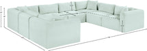 Meridian Furniture - Shaggy Corduroy Upholstered Modular Sectional - 641Mint-Sec8A - GreatFurnitureDeal