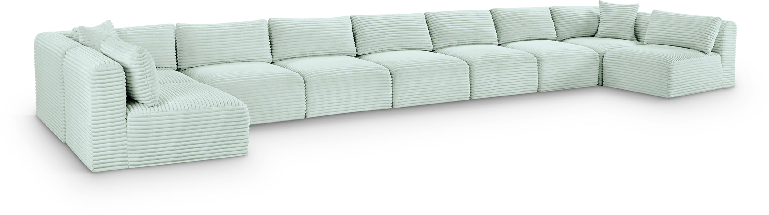 Meridian Furniture - Shaggy Corduroy Upholstered Modular Sectional - 641Mint-Sec9A - GreatFurnitureDeal