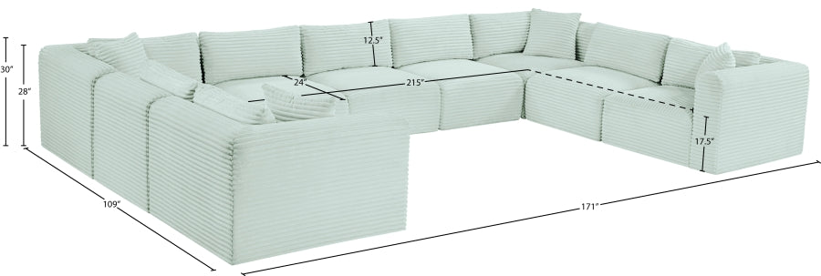 Meridian Furniture - Shaggy Corduroy Upholstered Modular Sectional - 641Mint-Sec9B - GreatFurnitureDeal