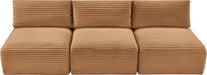 Meridian Furniture - Shaggy Corduroy Performance Fabric Upholstered Modular Sofa - 641Saddle-S93 - GreatFurnitureDeal