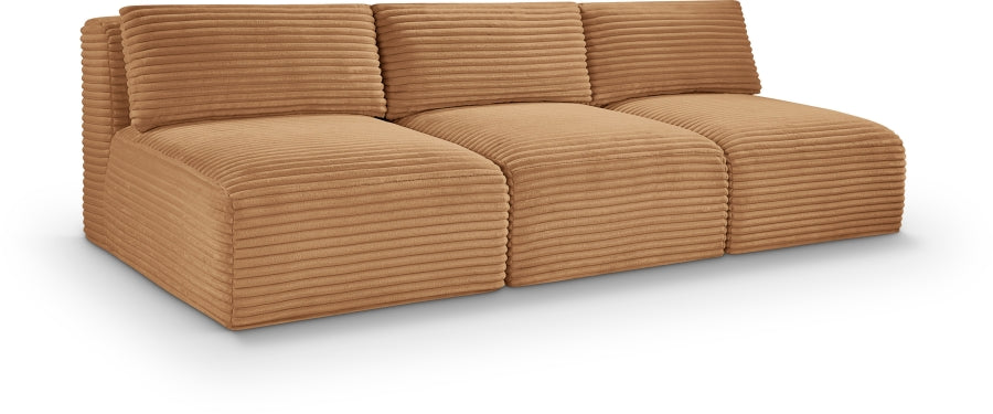 Meridian Furniture - Shaggy Corduroy Performance Fabric Upholstered Modular Sofa - 641Saddle-S93 - GreatFurnitureDeal