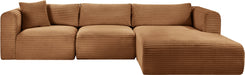 Meridian Furniture - Shaggy Corduroy Performance Fabric Upholstered Modular Sectional - 641Saddle-Sec3A - GreatFurnitureDeal