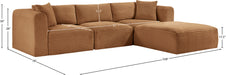 Meridian Furniture - Shaggy Corduroy Performance Fabric Upholstered Modular Sectional - 641Saddle-Sec4A - GreatFurnitureDeal