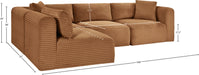 Meridian Furniture - Shaggy Corduroy Performance Fabric Upholstered Modular Sectional - 641Saddle-Sec4B - GreatFurnitureDeal