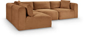 Meridian Furniture - Shaggy Corduroy Performance Fabric Upholstered Modular Sectional - 641Saddle-Sec4B - GreatFurnitureDeal