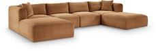 Meridian Furniture - Shaggy Corduroy Upholstered Modular Sectional - 641Saddle-Sec6E - GreatFurnitureDeal