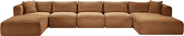 Meridian Furniture - Shaggy Corduroy Performance Fabric Upholstered Modular Sectional - 641Saddle-Sec6F - GreatFurnitureDeal