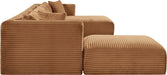 Meridian Furniture - Shaggy Corduroy Performance Fabric Upholstered Modular Sectional - 641Saddle-Sec6F - GreatFurnitureDeal