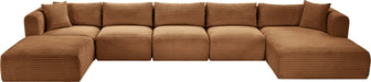 Meridian Furniture - Shaggy Corduroy Performance Fabric Upholstered Modular Sectional - 641Saddle-Sec6F - GreatFurnitureDeal