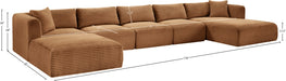 Meridian Furniture - Shaggy Corduroy Performance Fabric Upholstered Modular Sectional - 641Saddle-Sec6F - GreatFurnitureDeal